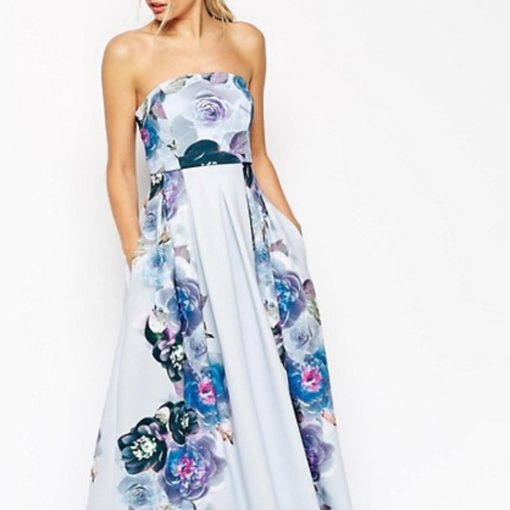 ASOS Salon Scuba Floral Crop Top Maxi Dress
